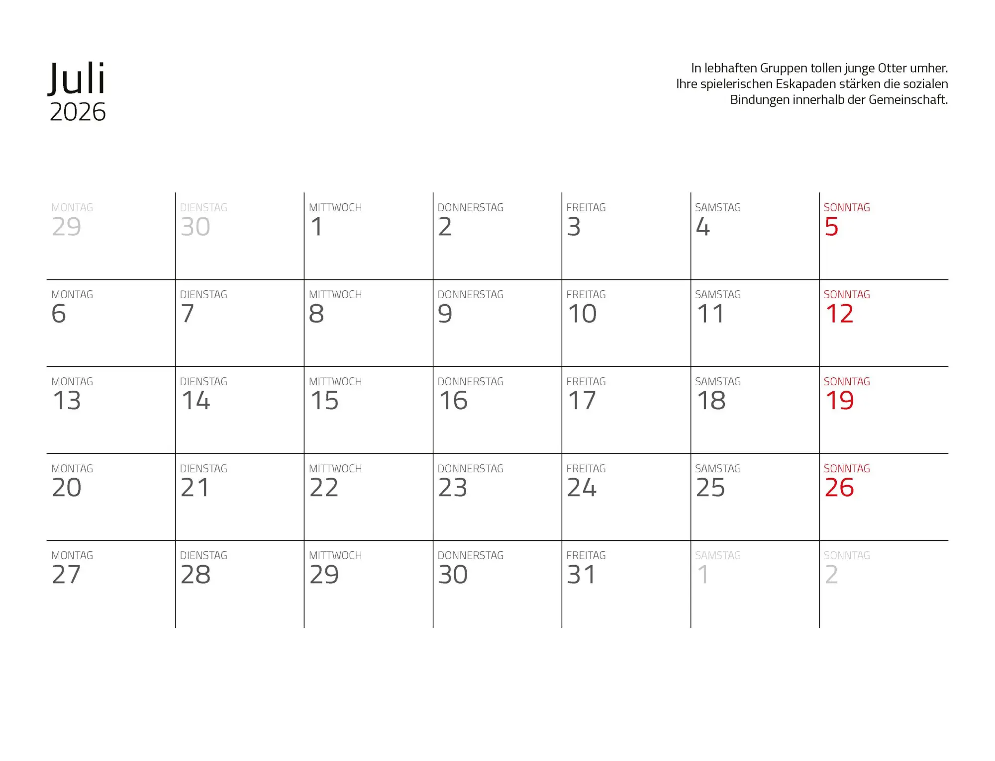 Bild: 9783966649964 | Otter Kalender 2026 Wandkalender Eintragkalender | Kalender | 14 S. Bild: 9783966649964 | Otter Kalender 2026 Wandkalender Eintragkalender | Kalender | 14 S.