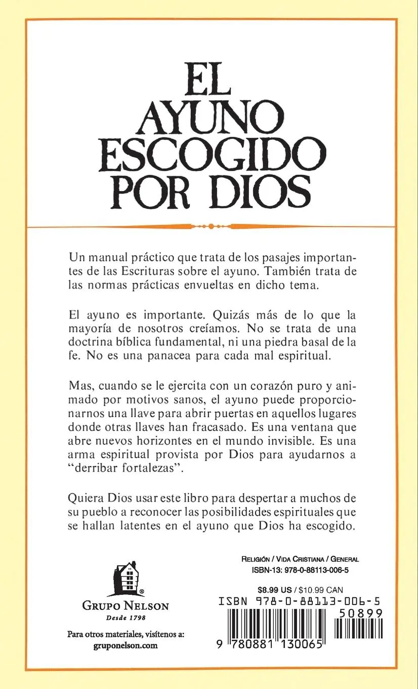 Rückseite: 9780881130065 | El Ayuno Escogido Por Dios = God's Chosen Fast | Arthur Wallis | Buch
