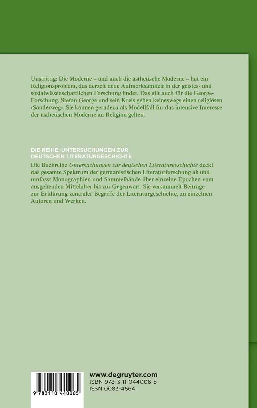 Rückseite: 9783110440065 | Stefan George und die Religion | Wolfgang Braungart | Buch | XI | 2015