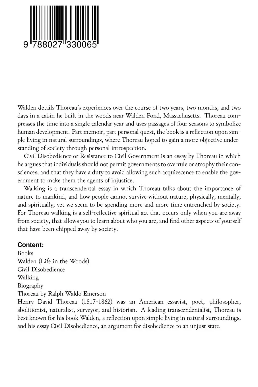 Rückseite: 9788027330065 | Walden, Civil Disobedience &amp; Walking (3 Classics in One Volume) | Buch