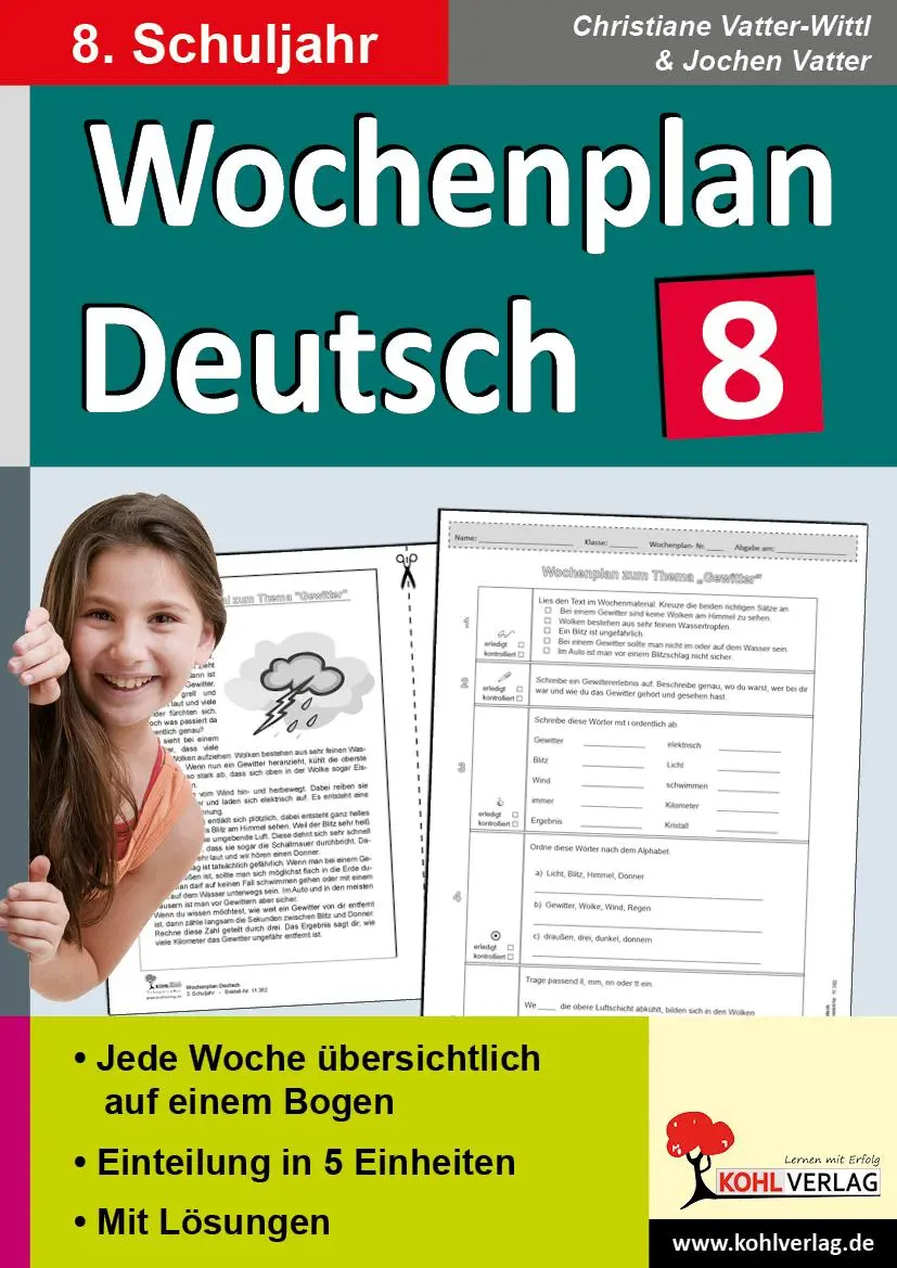 Cover: 9783960400165 | Wochenplan Deutsch / Klasse 8 | Christiane/Vatter, Jochen Vatter-Wittl