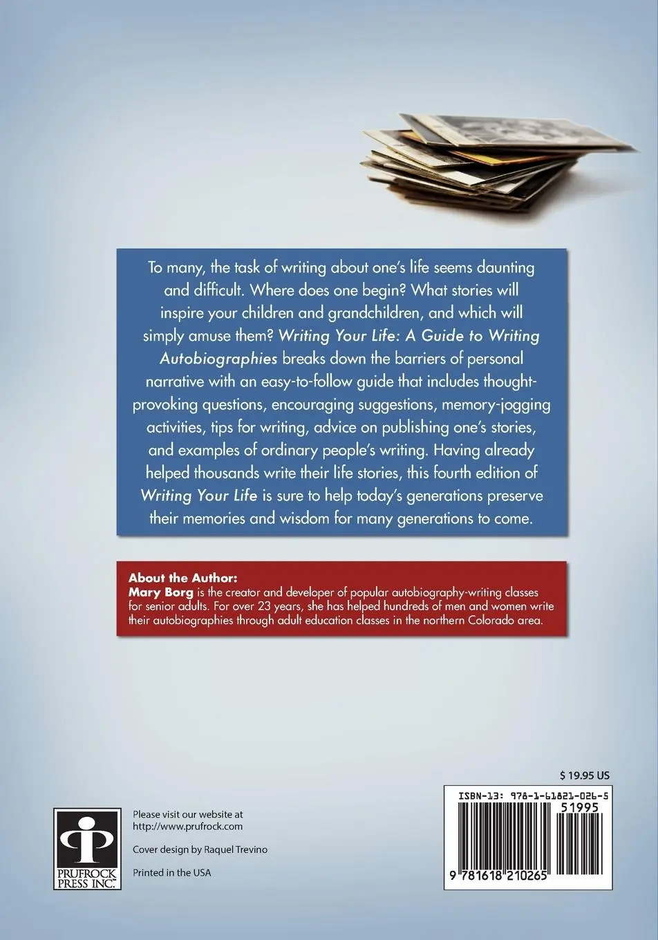 Rückseite: 9781618210265 | Writing Your Life | A Guide to Writing Autobiographies | Mary Borg