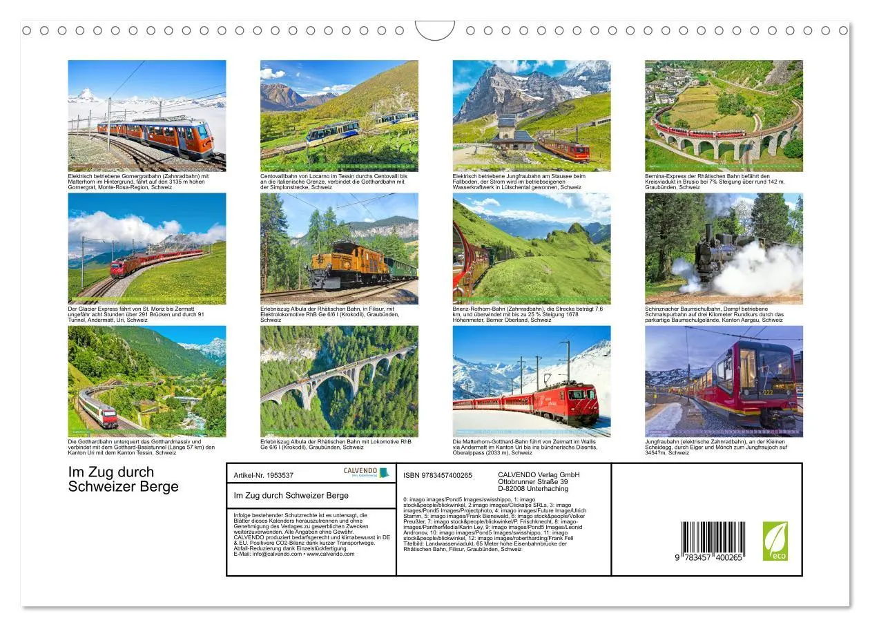 Bild: 9783457400265 | Im Zug durch Schweizer Berge (Wandkalender 2026 DIN A3 quer),...