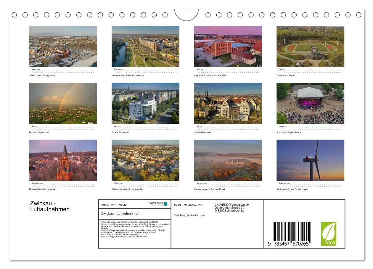 Bild: 9783457570265 | Zwickau - Luftaufnahmen (Wandkalender 2026 DIN A4 quer), CALVENDO...