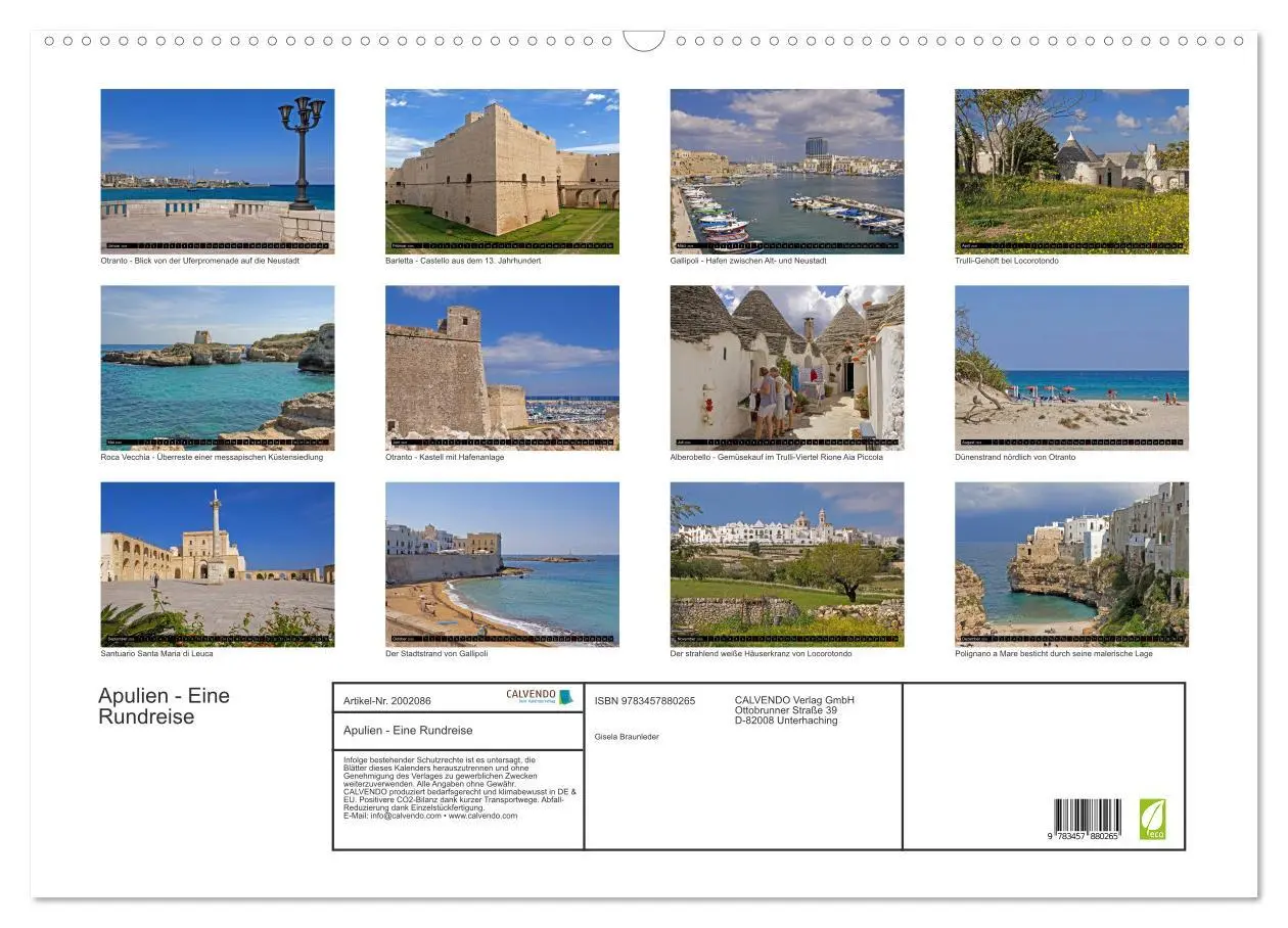 Bild: 9783457880265 | Apulien - Eine Rundreise (Wandkalender 2026 DIN A2 quer), CALVENDO...