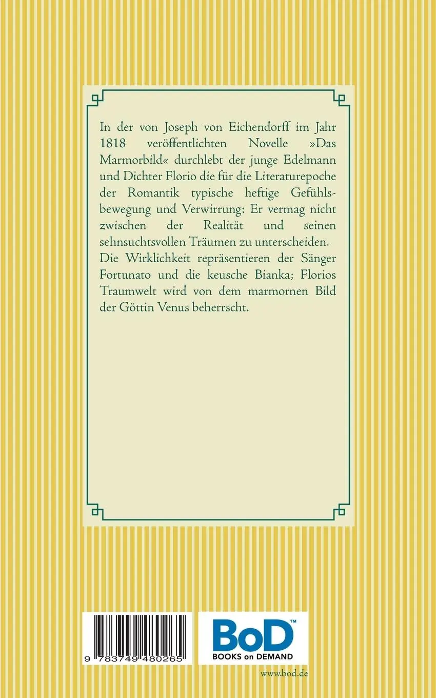 Rückseite: 9783749480265 | Das Marmorbild | Band 19 | Joseph Freiherr von Eichendorff | Buch