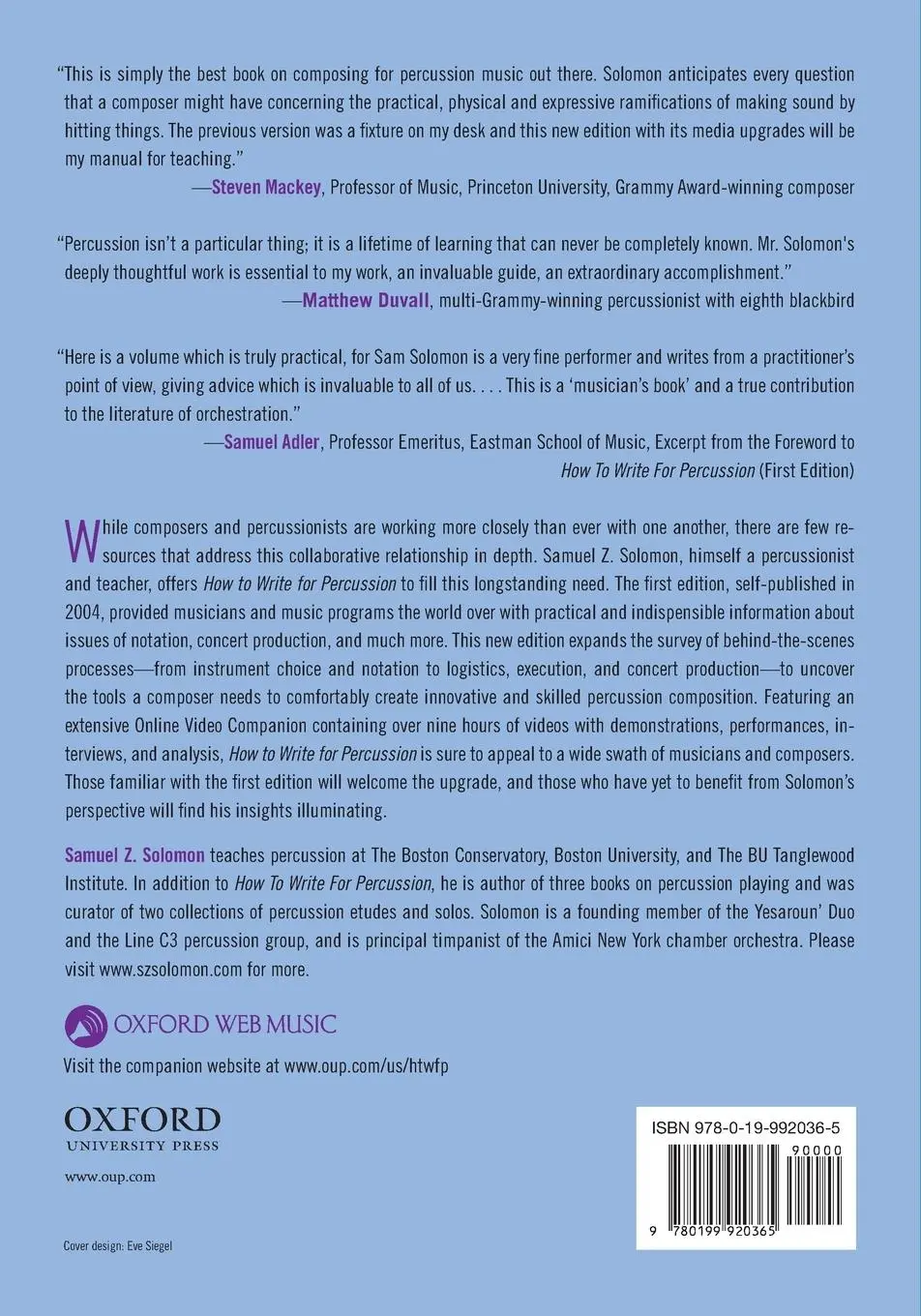 Rückseite: 9780199920365 | HOW TO WRITE PERCUSSION 2E P | Samuel Z Solomon | Taschenbuch | 2016