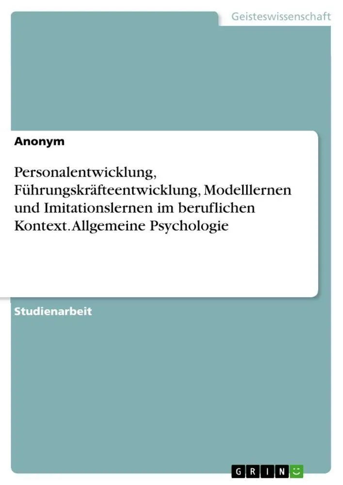 Cover: 9783346990365 | Personalentwicklung, Führungskräfteentwicklung, Modelllernen und...