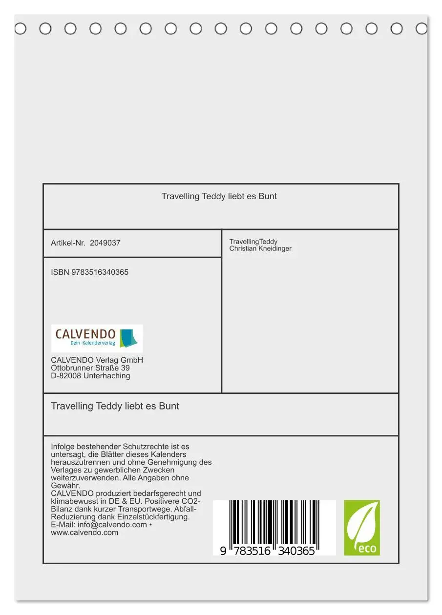 Bild: 9783516340365 | Travelling Teddy liebt es Bunt (Tischkalender 2026 DIN A5 hoch),...