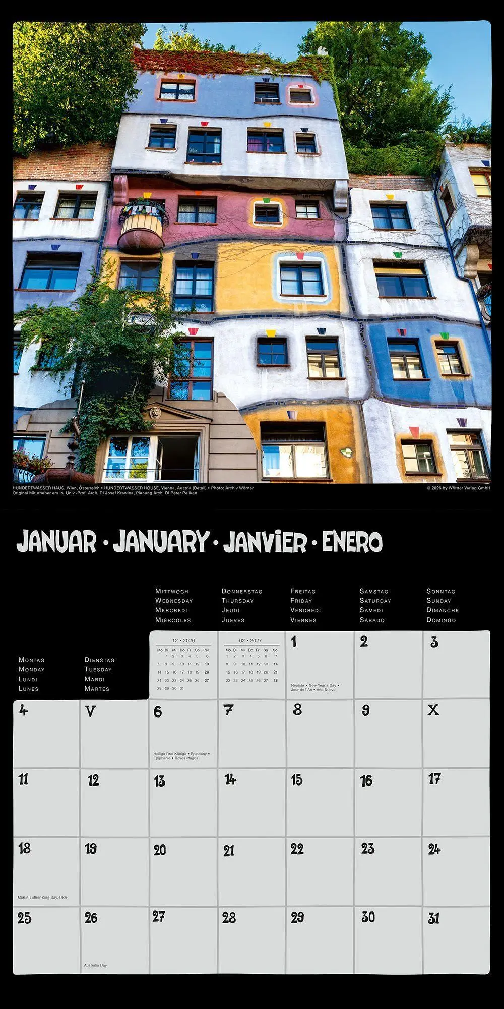 Bild: 9783910430365 | Hundertwasser Broschürenkalender Architektur 2027 | Wörner Verlag GmbH