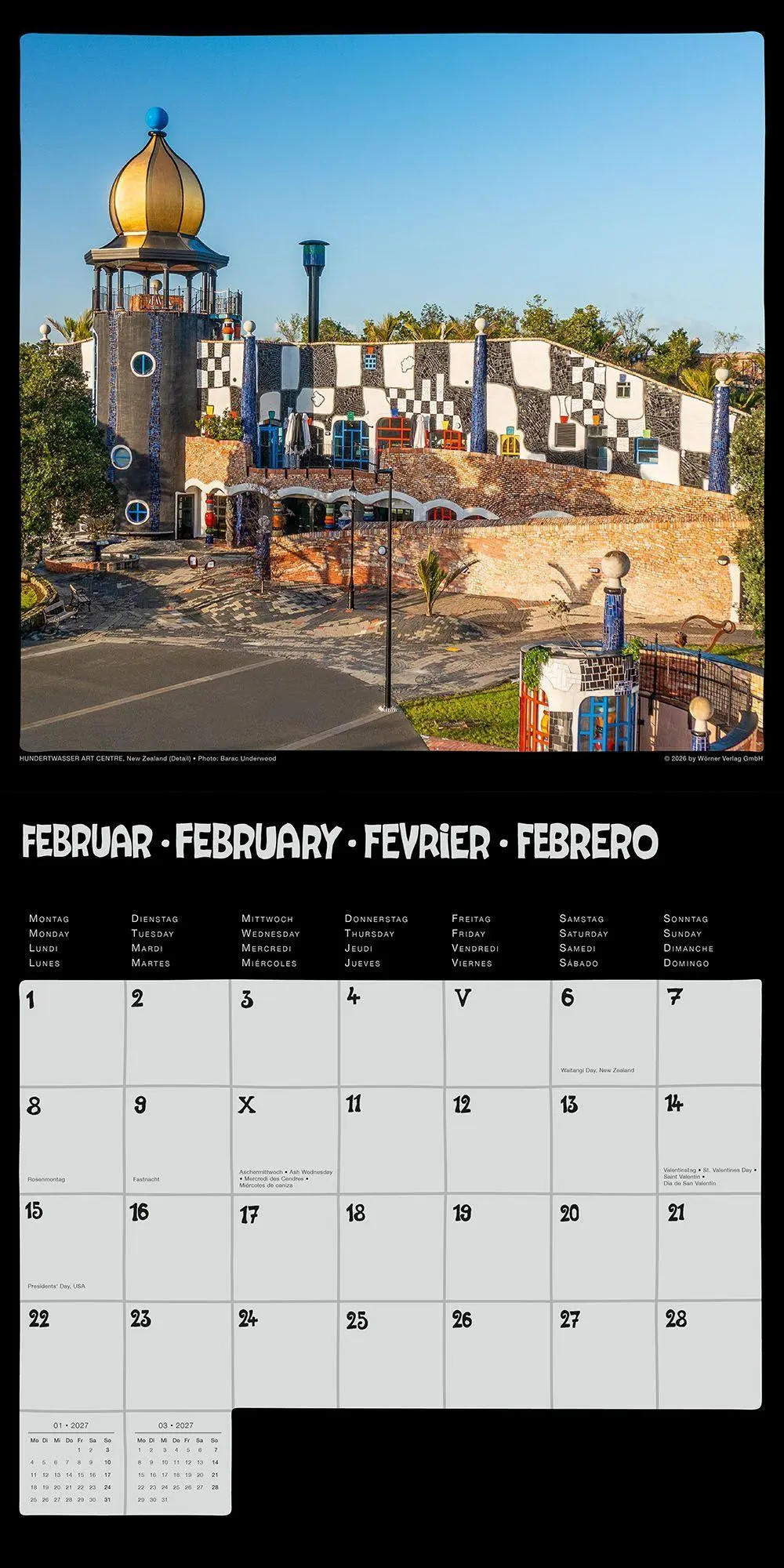 Bild: 9783910430365 | Hundertwasser Broschürenkalender Architektur 2027 | Wörner Verlag GmbH