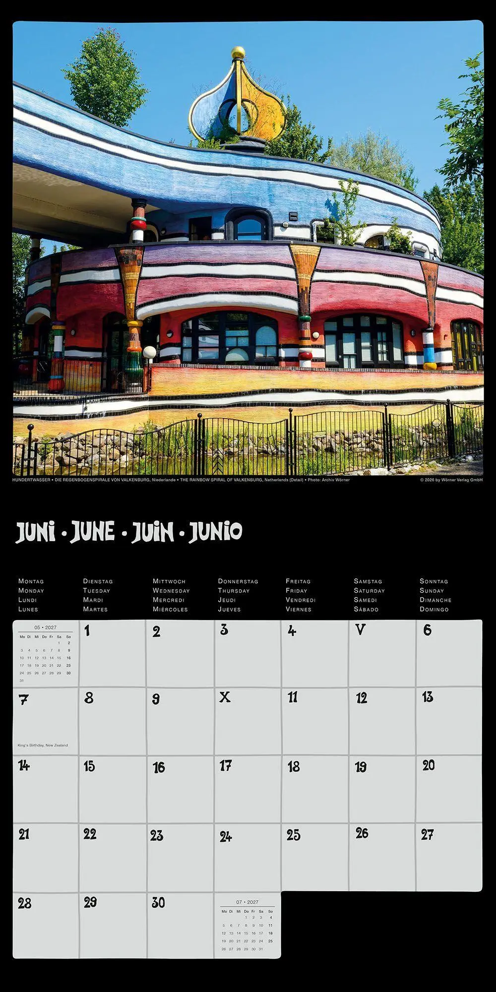 Bild: 9783910430365 | Hundertwasser Broschürenkalender Architektur 2027 | Wörner Verlag GmbH