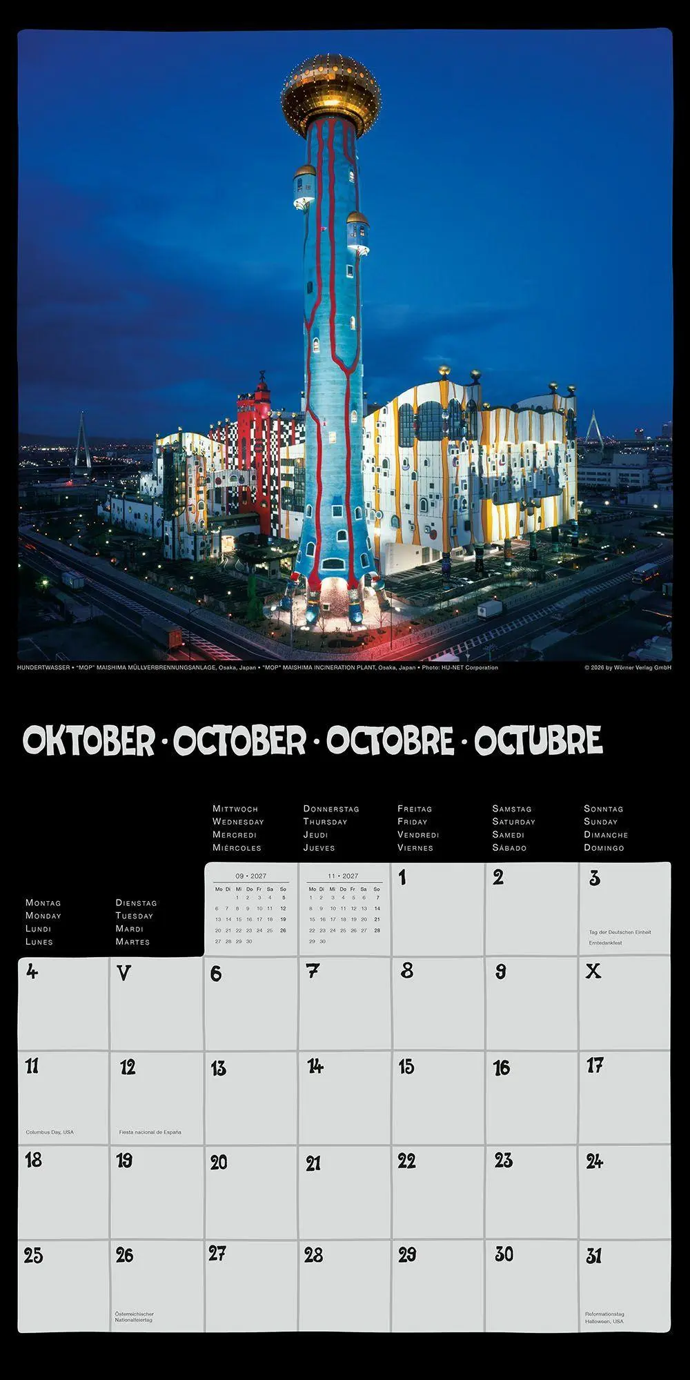 Bild: 9783910430365 | Hundertwasser Broschürenkalender Architektur 2027 | Wörner Verlag GmbH