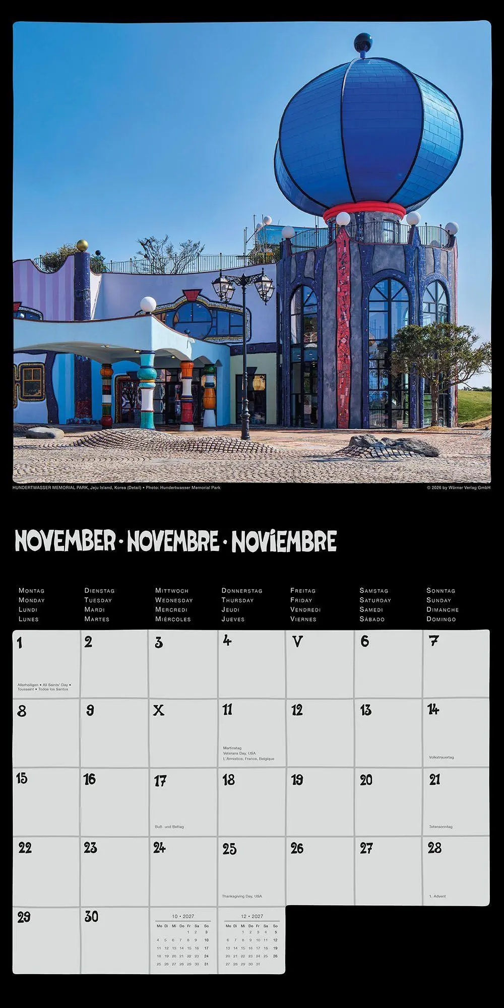 Bild: 9783910430365 | Hundertwasser Broschürenkalender Architektur 2027 | Wörner Verlag GmbH