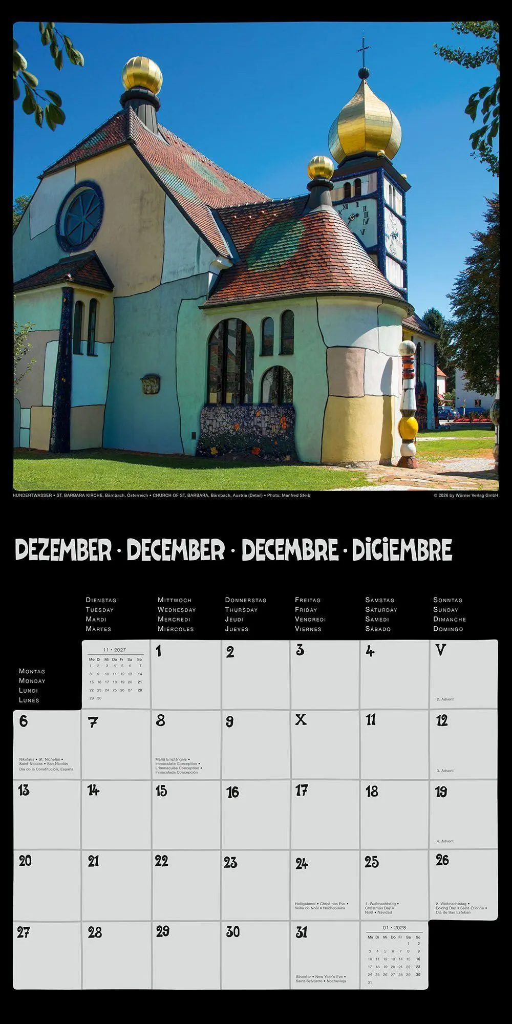 Bild: 9783910430365 | Hundertwasser Broschürenkalender Architektur 2027 | Wörner Verlag GmbH