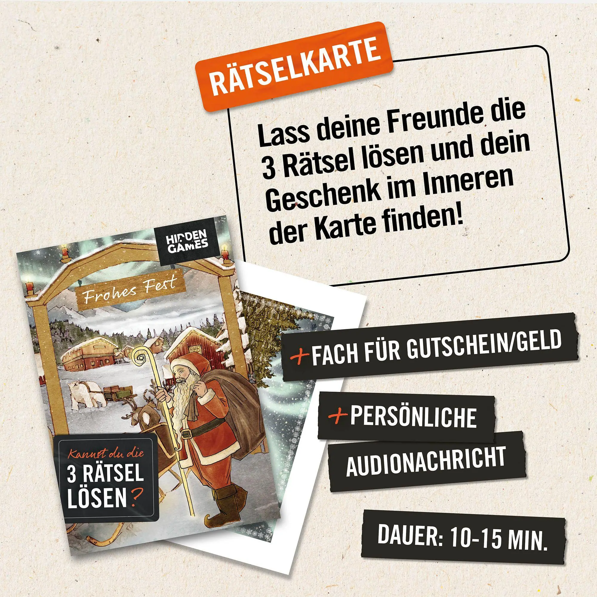 Bild: 4260686490465 | Hidden Games: Rätselhafte Weihnachten Rätselkarte | Spiel | HIDKART2