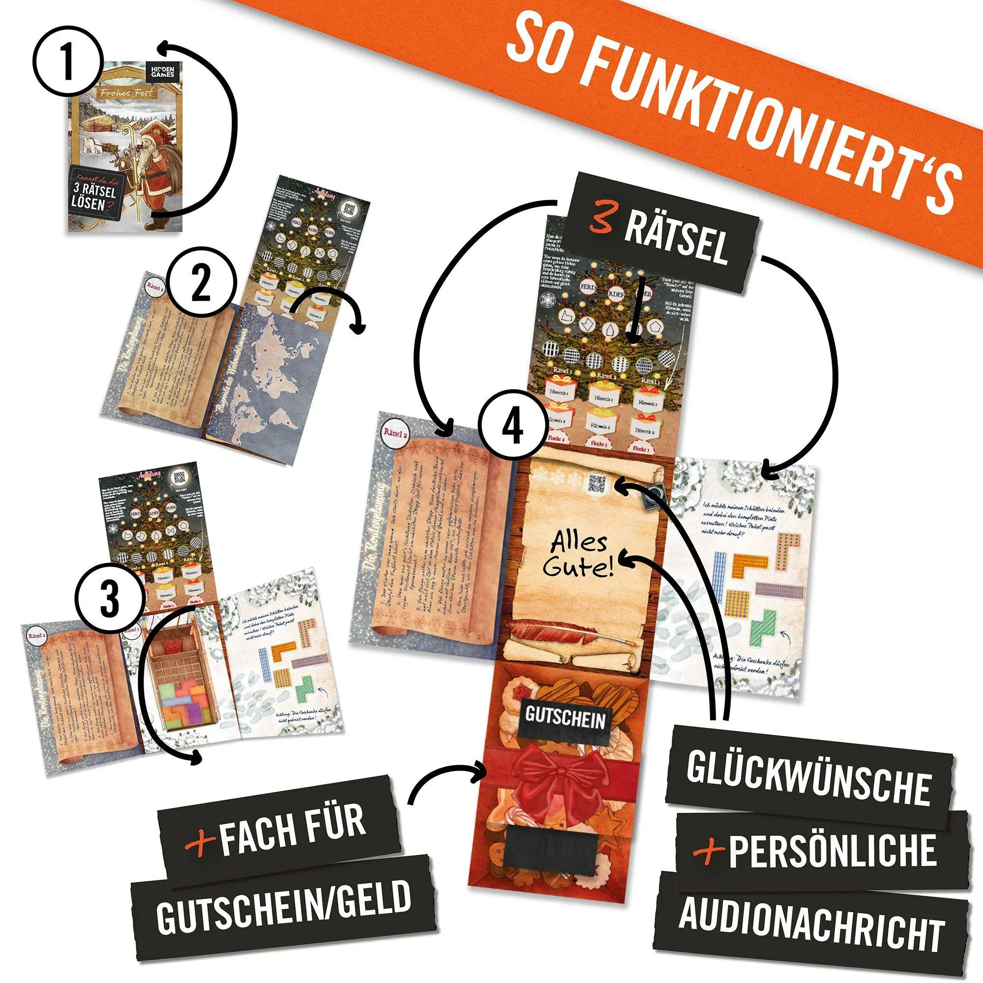 Bild: 4260686490465 | Hidden Games: Rätselhafte Weihnachten Rätselkarte | Spiel | HIDKART2