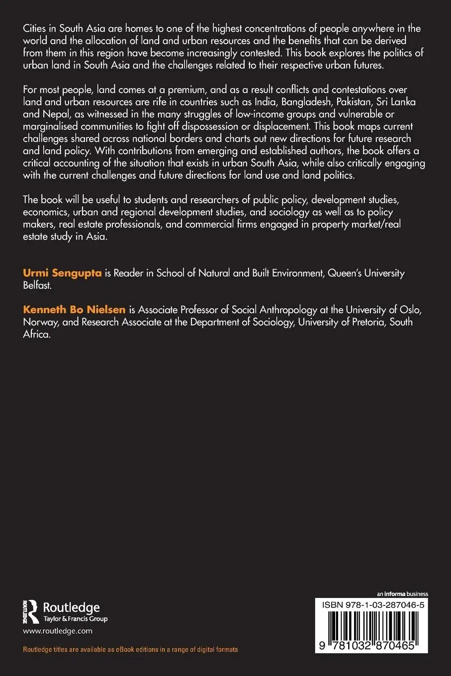Rückseite: 9781032870465 | The Politics of Urban Land in South Asia | Kenneth Nielsen (u. a.)