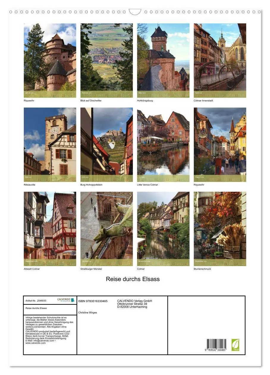 Bild: 9783516330465 | Reise durchs Elsass (Wandkalender 2026 DIN A2 hoch), CALVENDO...
