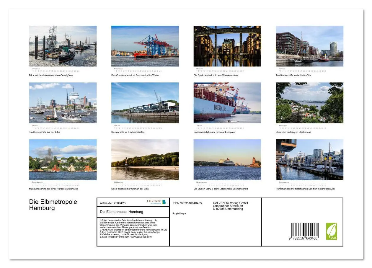 Bild: 9783516640465 | Die Elbmetropole Hamburg (Wandkalender 2026 DIN A3 quer), CALVENDO...