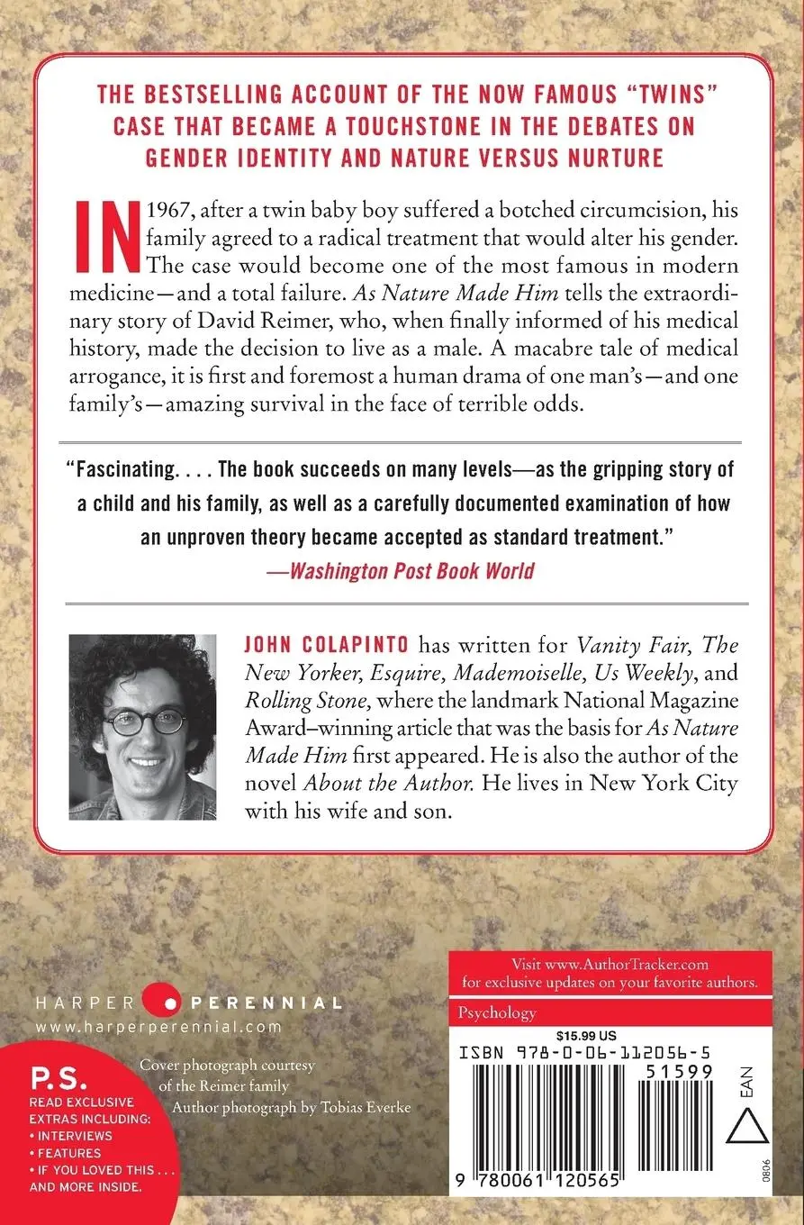 Rückseite: 9780061120565 | As Nature Made Him | The Boy Who Was Raised as a Girl | John Colapinto