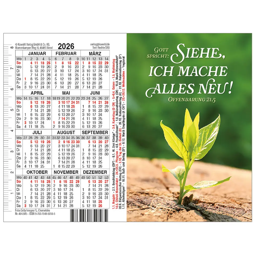 Cover: 9783754850565 | Doppelspielkartenkalender 2026 | Jahreslosung 2026 | Kalender | 2026