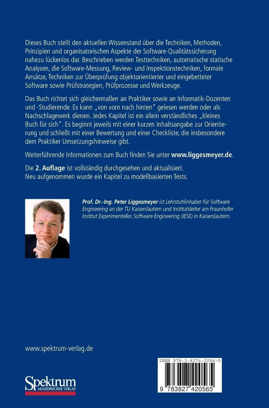 Rückseite: 9783827420565 | Software-Qualität | Testen, Analysieren und Verifizieren von Software