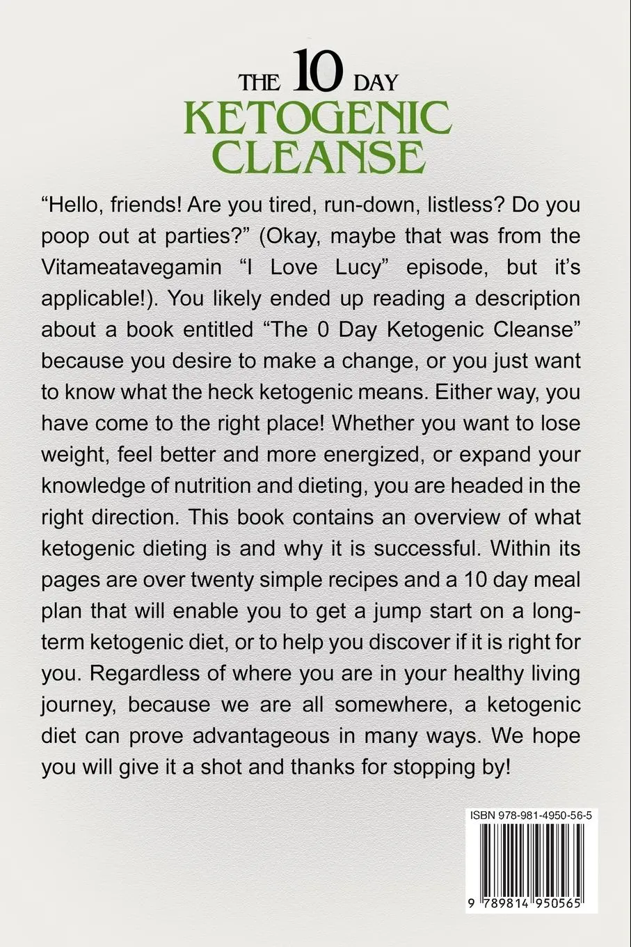 Rückseite: 9789814950565 | Keto Recipes and Meal Plans For Beginners - The 10 Day Ketogenic...