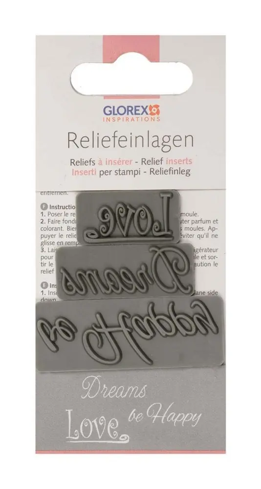 Reliefeinlage 3St Dreams / Love / be happy