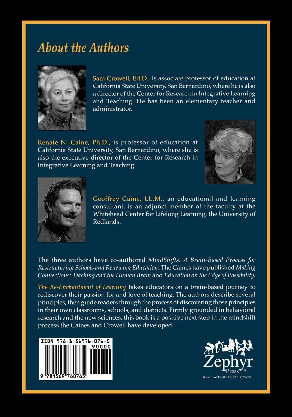 Rückseite: 9781569760765 | The Re-Enchantment of Learning | Renate N. Caine (u. a.) | Taschenbuch