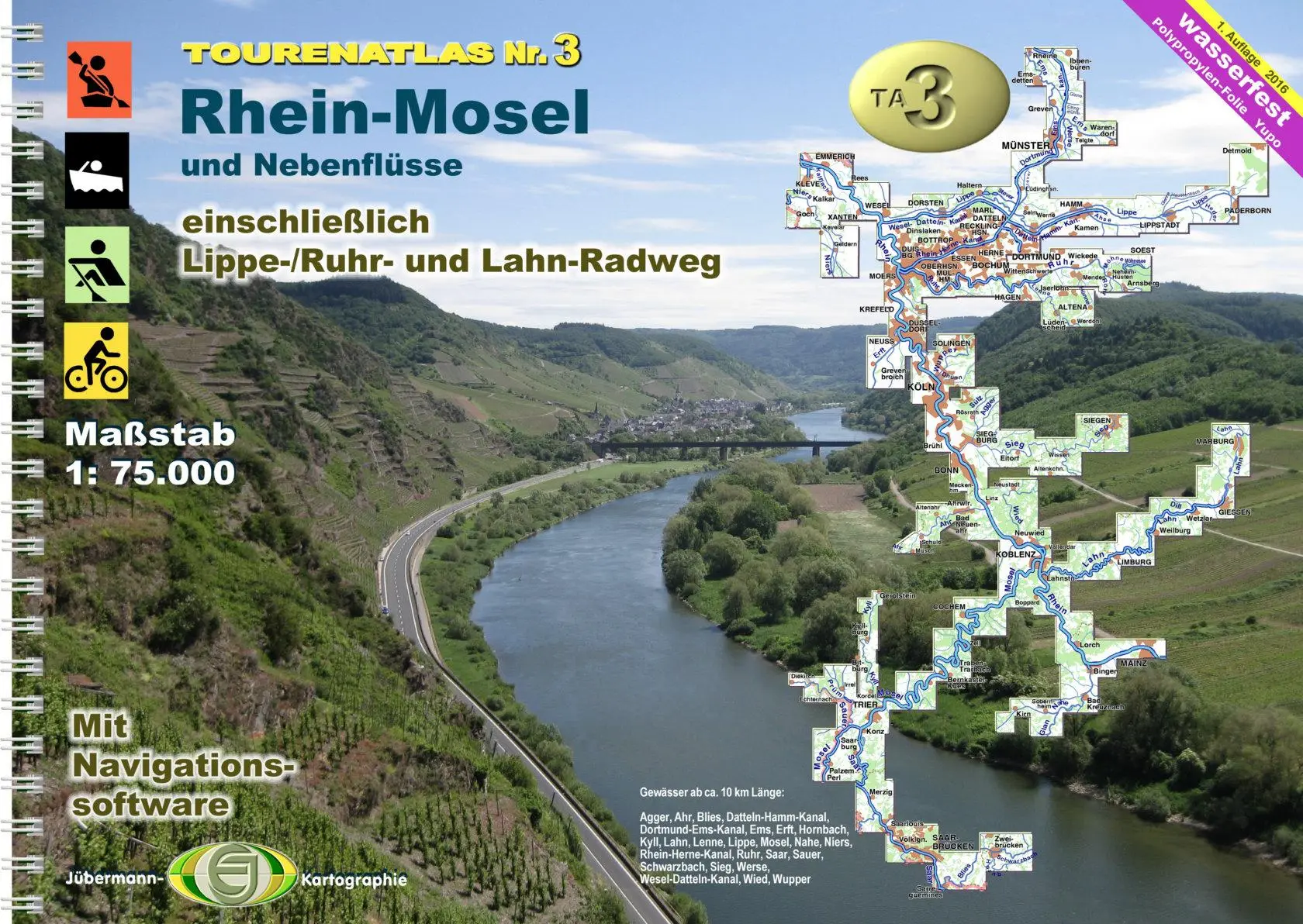 Cover: 9783929540765 | TourenAtlas Wasserwandern 03. Rhein-Mosel | Erhard Jübermann | 86 S.