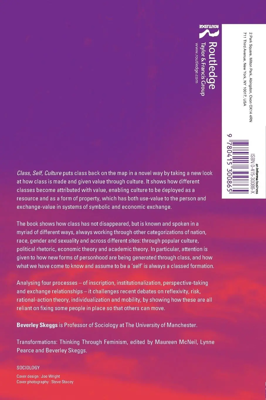 Rückseite: 9780415300865 | Class, Self, Culture | Beverley Skeggs | Taschenbuch | Englisch | 2003