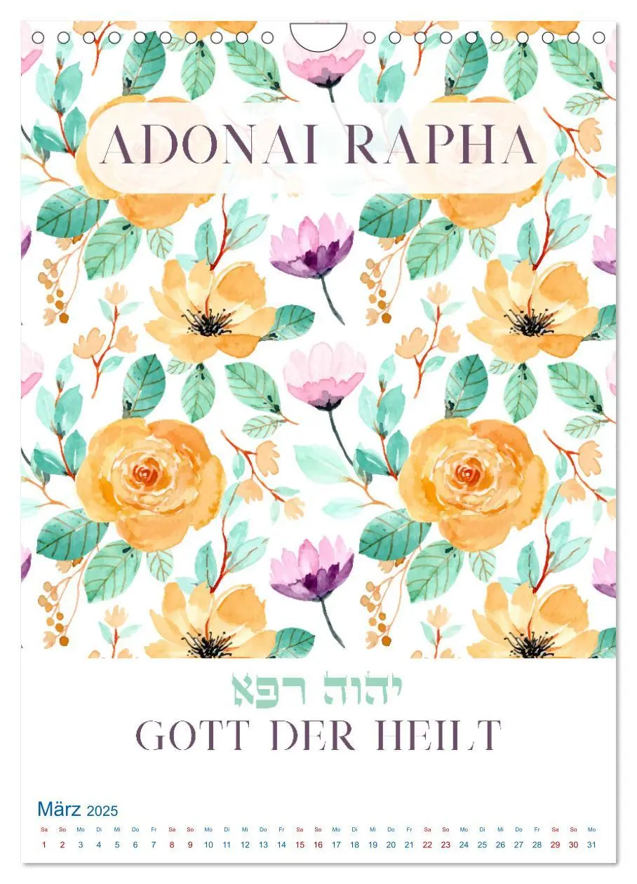 Bild: 9783435420865 | Hebräische Namen Gottes aus der Torah (Wandkalender 2025 DIN A4...