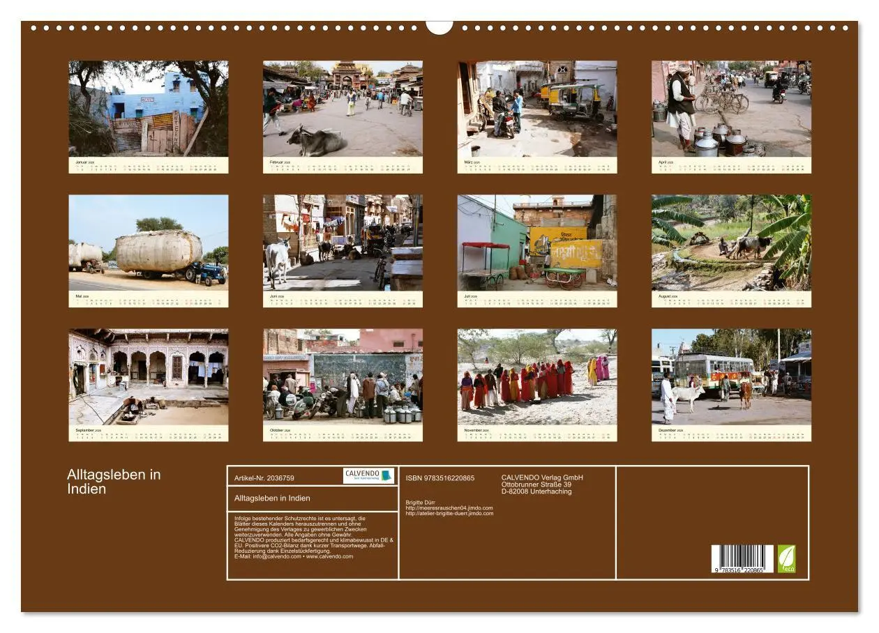 Bild: 9783516220865 | Alltagsleben in Indien (Wandkalender 2026 DIN A2 quer), CALVENDO...