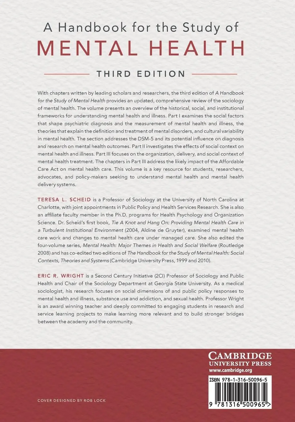 Rückseite: 9781316500965 | A Handbook for the Study of Mental Health | Teresa L. Scheid (u. a.)