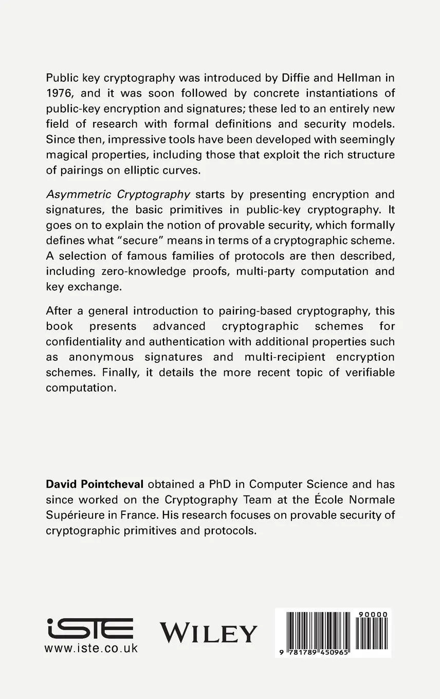 Rückseite: 9781789450965 | Asymmetric Cryptography | Primitives and Protocols | David Pointcheval