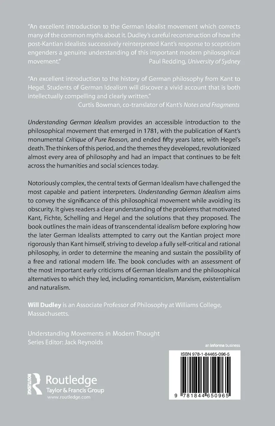 Rückseite: 9781844650965 | Understanding German Idealism | Will Dudley | Taschenbuch | Englisch