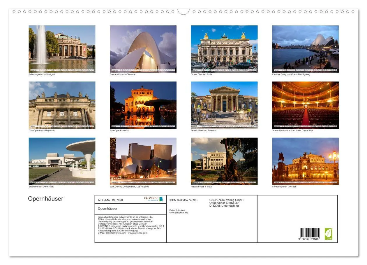 Bild: 9783457740965 | Opernhäuser (Wandkalender 2026 DIN A2 quer), CALVENDO Monatskalender