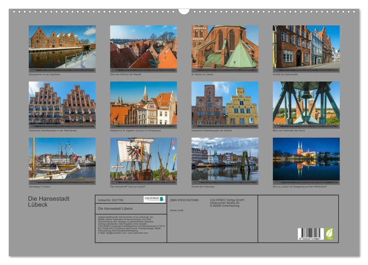 Bild: 9783516070965 | Die Hansestadt Lübeck (Wandkalender 2026 DIN A2 quer), CALVENDO...