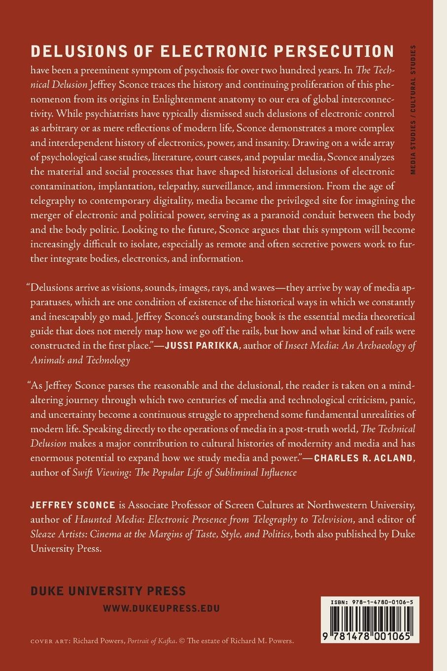 Rückseite: 9781478001065 | The Technical Delusion | Electronics, Power, Insanity | Jeffrey Sconce