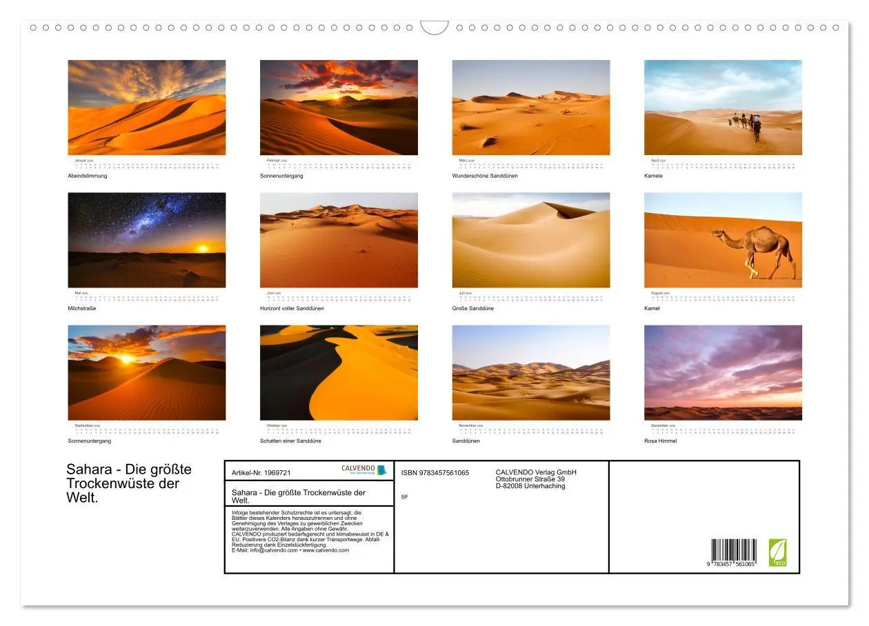 Bild: 9783457561065 | Sahara - Die größte Trockenwüste der Welt. (Wandkalender 2026 DIN...