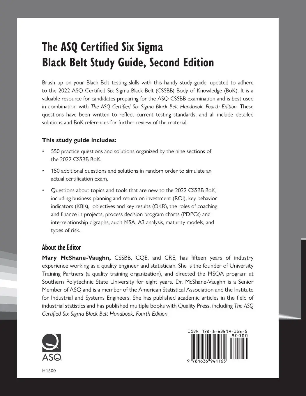 Rückseite: 9781636941165 | The ASQ Certified Six Sigma Black Belt Study Guide | McShane-Vaughn