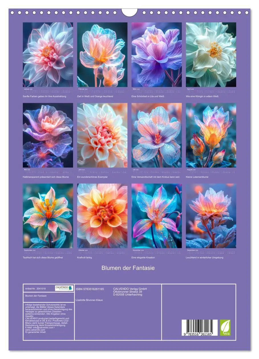 Bild: 9783516261165 | Blumen der Fantasie (Wandkalender 2026 DIN A3 hoch), CALVENDO...