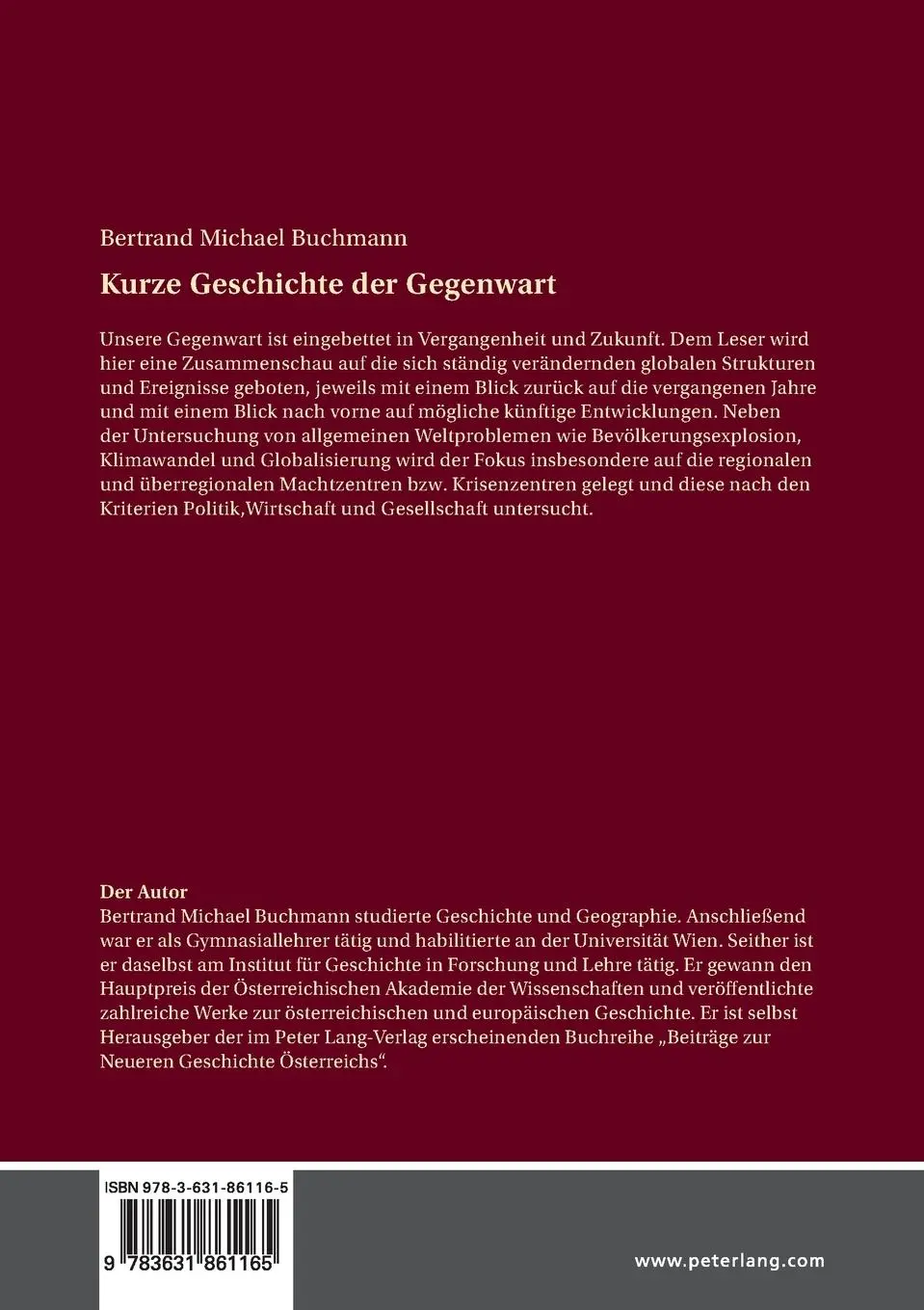 Rückseite: 9783631861165 | Kurze Geschichte der Gegenwart | Bertrand Michael Buchmann | Buch