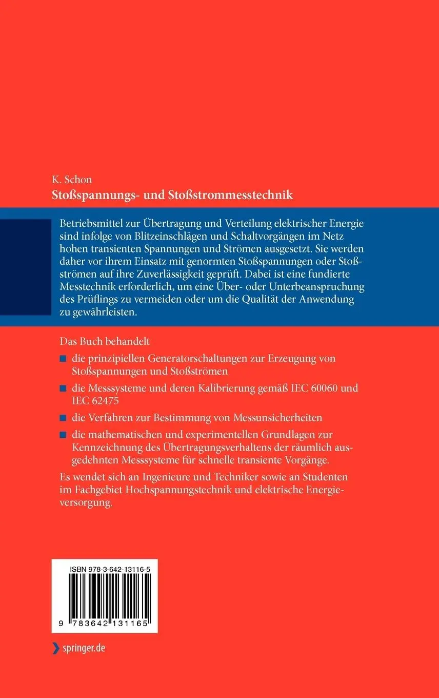 Rückseite: 9783642131165 | Stoßspannungs- und Stoßstrommesstechnik | Klaus Schon | Buch | ix
