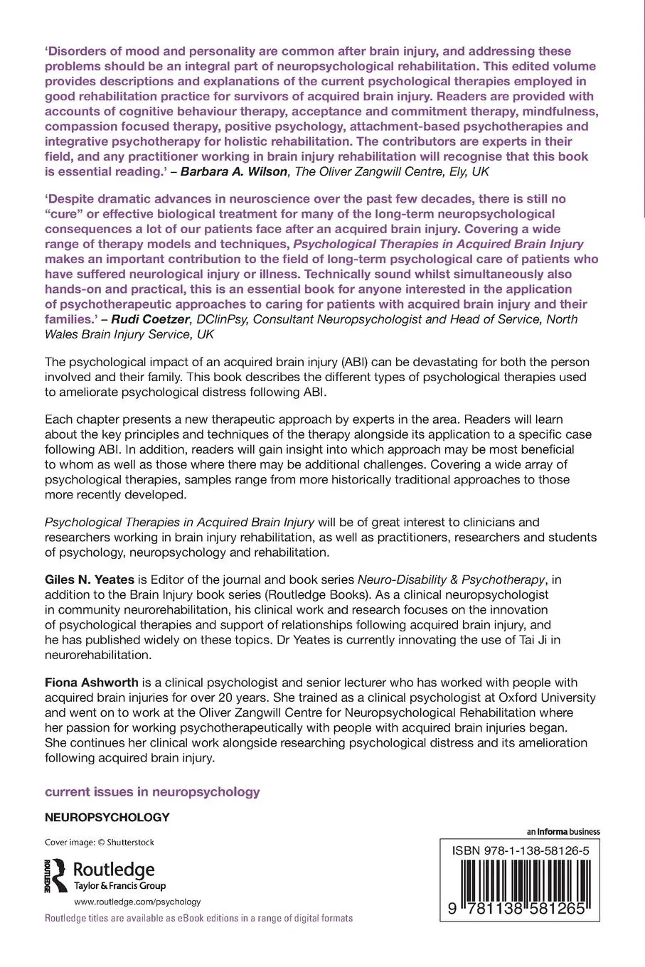 Rückseite: 9781138581265 | Psychological Therapies in Acquired Brain Injury | Yeates (u. a.)