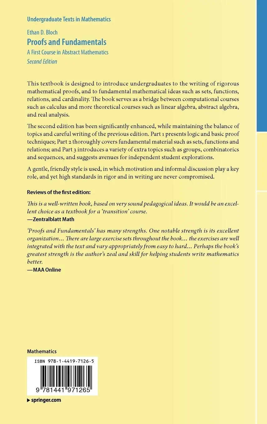 Rückseite: 9781441971265 | Proofs and Fundamentals | A First Course in Abstract Mathematics
