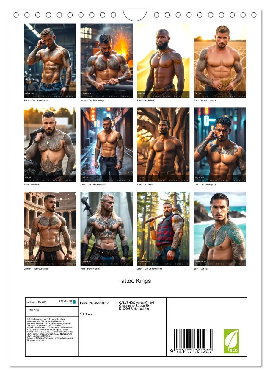 Bild: 9783457301265 | Tattoo Kings (Wandkalender 2026 DIN A4 hoch), CALVENDO Monatskalender