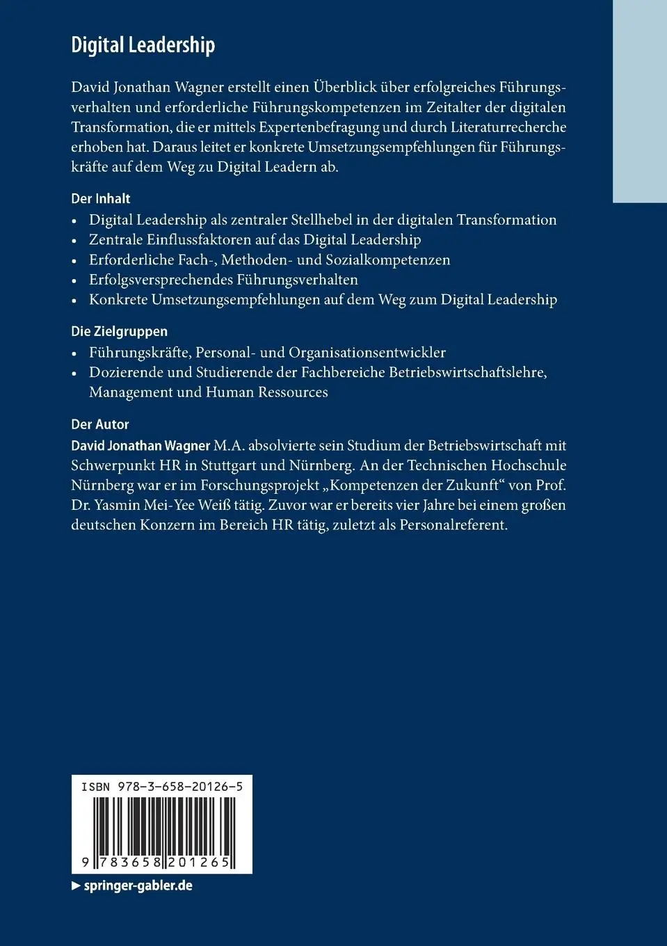 Rückseite: 9783658201265 | Digital Leadership | David Jonathan Wagner | Taschenbuch | xviii