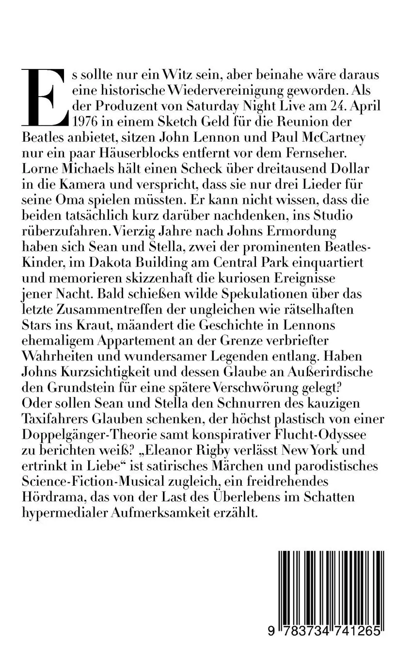 Rückseite: 9783734741265 | Eleanor Rigby verlässt New York und ertrinkt in Liebe | Thomas Herget